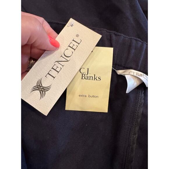 CJ Banks Navy Blue Tencel Straight Leg Pants Pockets Zipper Button Plus Size 18W - Picture 8 of 12